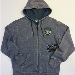 NWT Marvel Black Panther Mens Gray Zip Up Hoodie